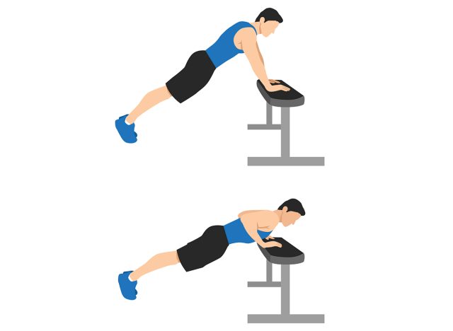Incline Push-Ups on a Wall or Bench