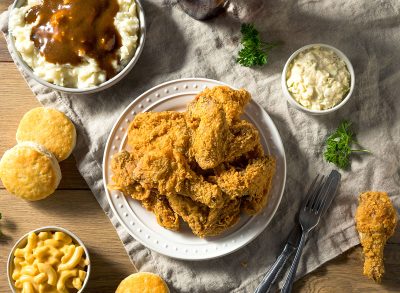 Homemade Southern Fried Chicken Dinner with Sides