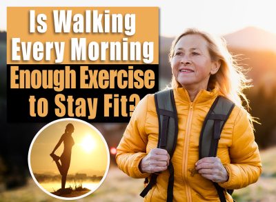 Attractive senior woman walking outdoors in nature at sunset, hiking.