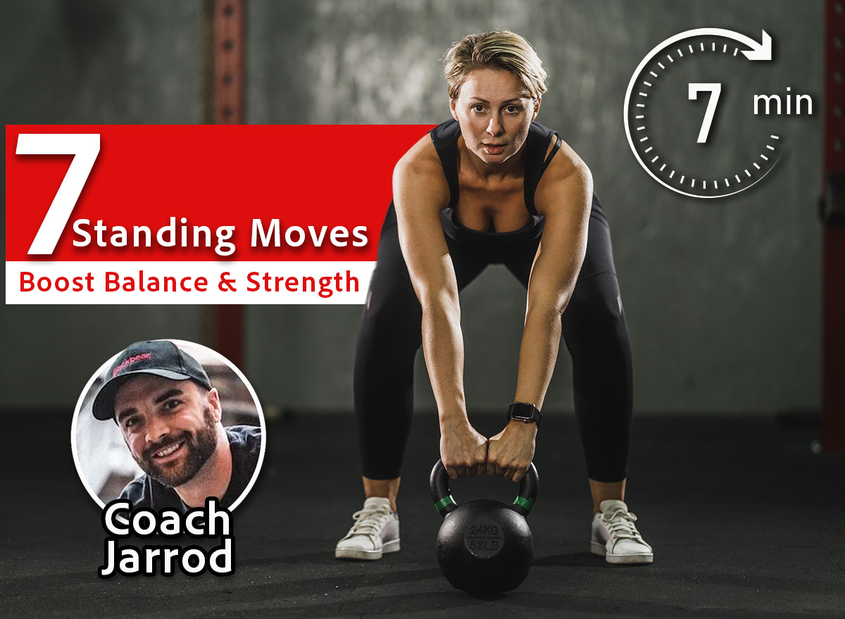 Over 50? These 7 Standing Exercises Will Transform Your Core Strength. Main Image. Female athlete working out with kettlebell at the gym.