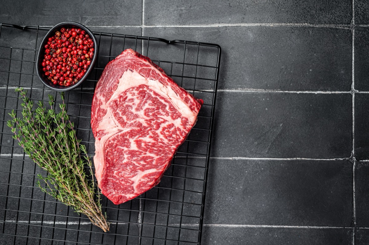 Uncooked,Wagyu,Rib,Eye,Steak,,Raw,Beef,Meat.,Black,Background.