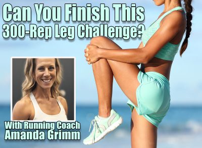Fitness runner body closeup doing warm-up routine on beach before running, stretching leg muscles with standing single knee to chest stretch. Female athlete preparing legs for cardio workout.