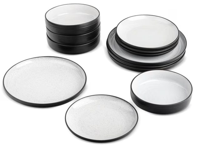 Yellowstone 12-Piece Ceramic Dinnerware Set, Beth Collection