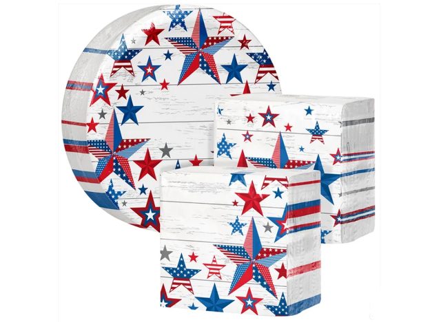 Artstyle Paper Plate & Napkin Bundle, Patriotic Pride, 200-count