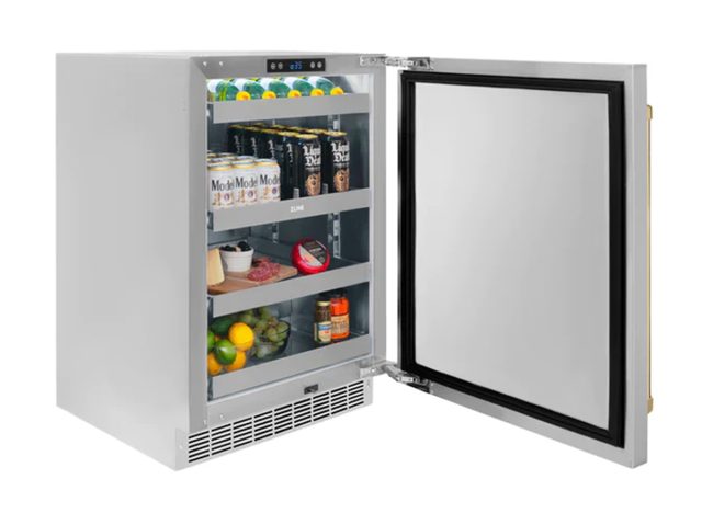 Autograph Edition 24 in. Touchstone 151 Can Beverage Fridge With Solid Stainless Steel Door and Autograph Edition Accents