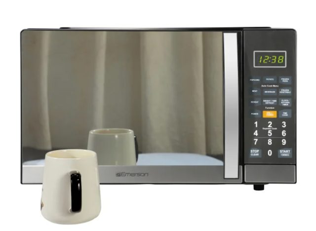 Emerson 1.1 CF, 1100W, Stainless Steel, Mirror Finish, Microwave Oven With Grill