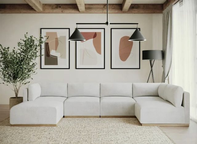 Henredon Murphy Fabric Modular Sectional with Ottoman