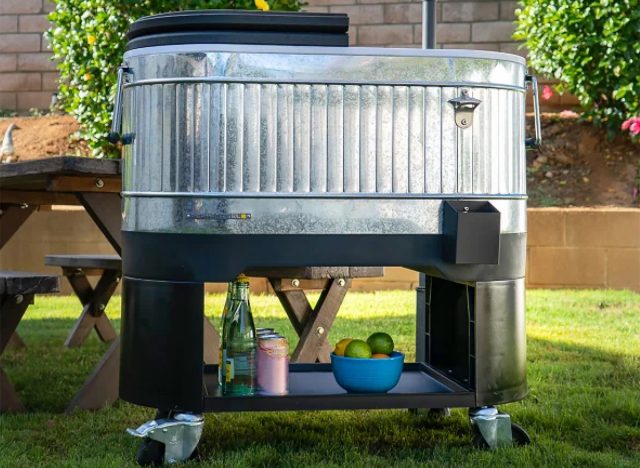 Permasteel 120-quart Galvanized Steel Rolling Cooler with Cover