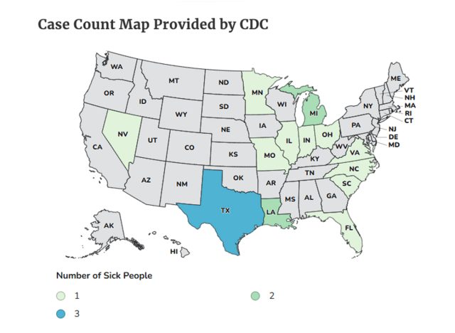 Case Count Map Provided by CDC