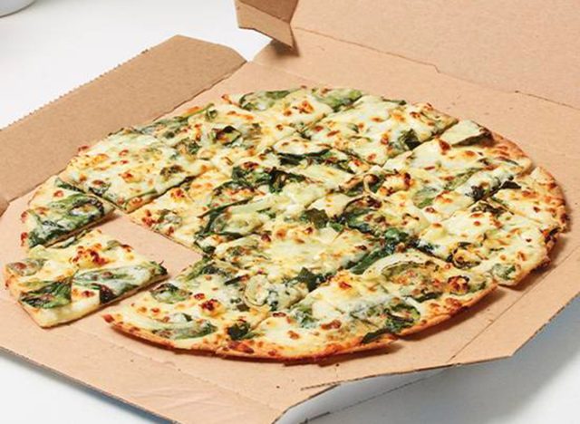 Dominos Spinach and Feta thin crust pizza.