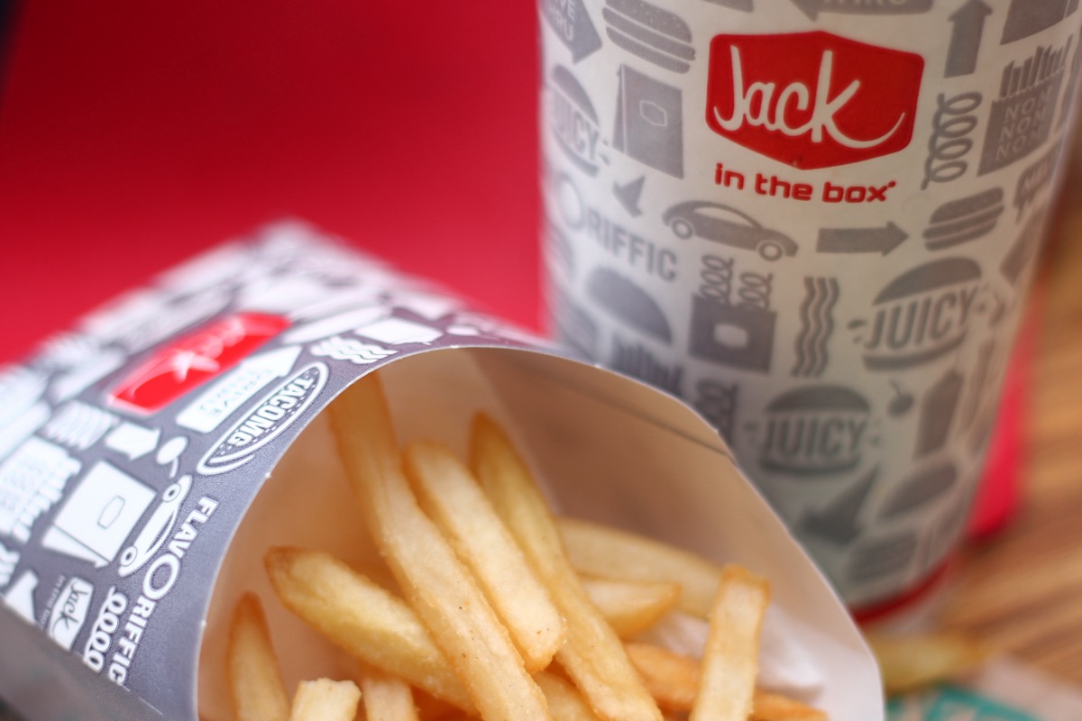 Washington, USA - January 01 2023 : Fast food at "jack in the box" that Americans are very popular with include a variety of food, hamburgers, french fries, fried chicken, nuggets.