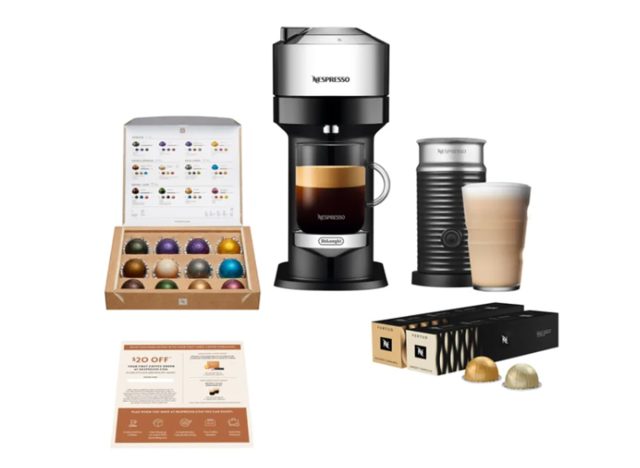 Nespresso Vertuo Next Deluxe with Aeroccino 3 and 32 Capsules