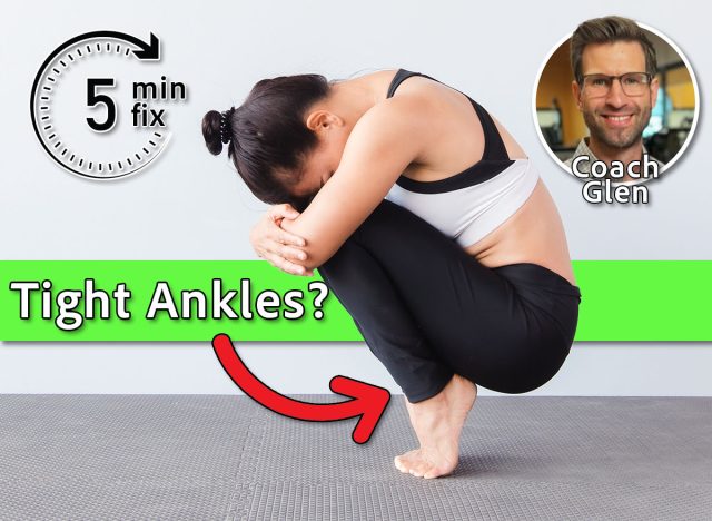 3 Ankle Fixes That Instantly Improve Your Squat Form. Cover. Coach Glen Owen. Beautiful young woman wearing sportswear practicing yoga in studio,natural light.Squat (Garland Pose variation).Concept : yoga poses for beginner.
