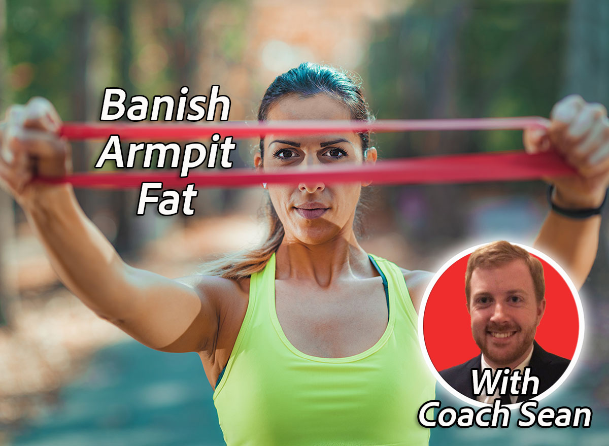 Woman Exercising with Resistance Band Outdoors. 6 Resistance Band Workouts To Shrink Your ‘Armpit Pooch’ for Women Over 40. Cover