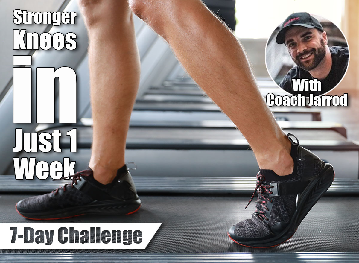 close up image of healthy and handsome caucasian man legs wearing sport shoes and running or walking on exercise machine in gym (sport and healthy fitness concept). I Walked Backwards on the Treadmill Every Day for a Week and Here’s What Happened to My Knees. Cover