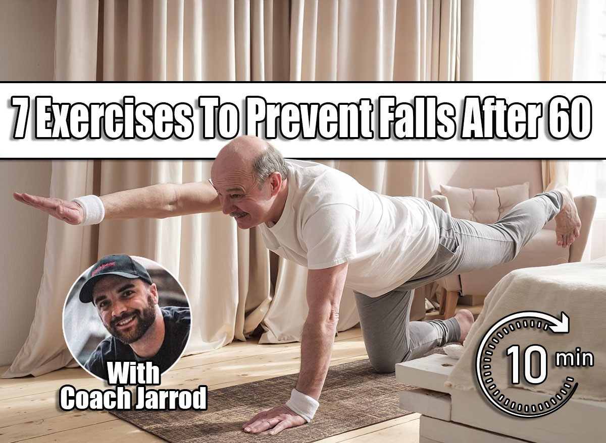 Senior caucasian men practices yoga asana chakravakasana, bird pose at home. 7 Simple Exercises That Improve Balance and Prevent Falls After 60