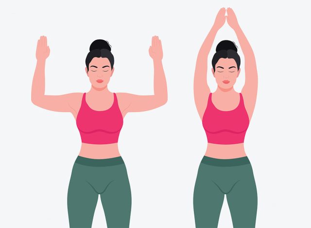Wall Angels exercise, Woman workout fitness, aerobic and exercises.
