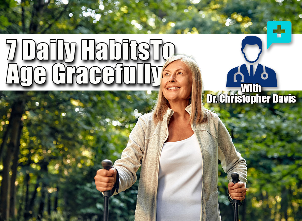 A joyful senior woman walks confidently in a lush park with her walking sticks, radiating positivity and inspiring those around her to embrace life with her cheerful demeanor and vibrant energy. 7 Cardiologist-Approved Habits That Help You Age Gracefully. Cover