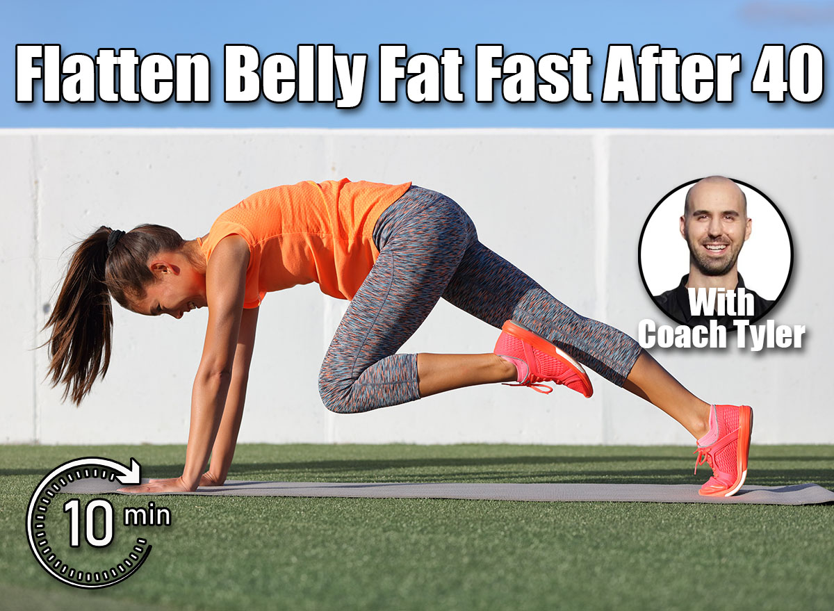 Fitness girl doing abs exercise to tone stomach muscles. Tiger curl reverse crunch planking bodyweight floor workout. Asian fit woman training outdoors on exercise mat. Gym lifestyle. 5 Bodyweight Moves To Flatten Belly Fat Fast After 40, Coach Says. Cover.