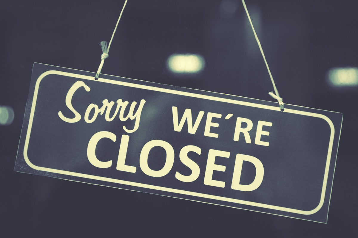 Closed sign in a shop window