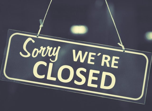 Closed sign in a shop window