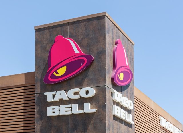 ALFAFAR, SPAIN - JUNE 06, 2022: Taco Bell is an American-based chain of fast food restaurants. The restaurants serve a variety of Mexican-inspired foods