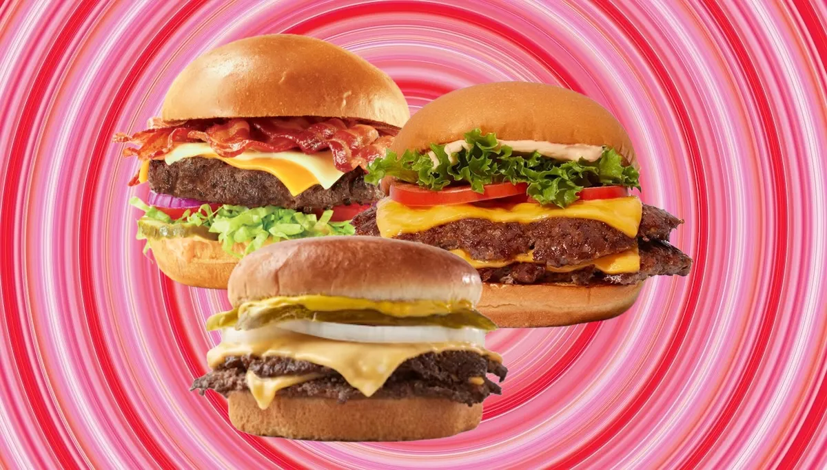 Toodlingstudio, red, pink, swirl, burgers, cheeseburgers