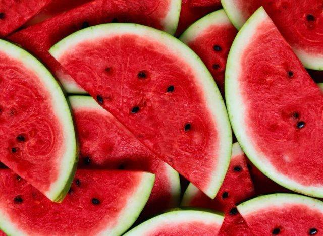 Large juicy ripe red watermelon slices