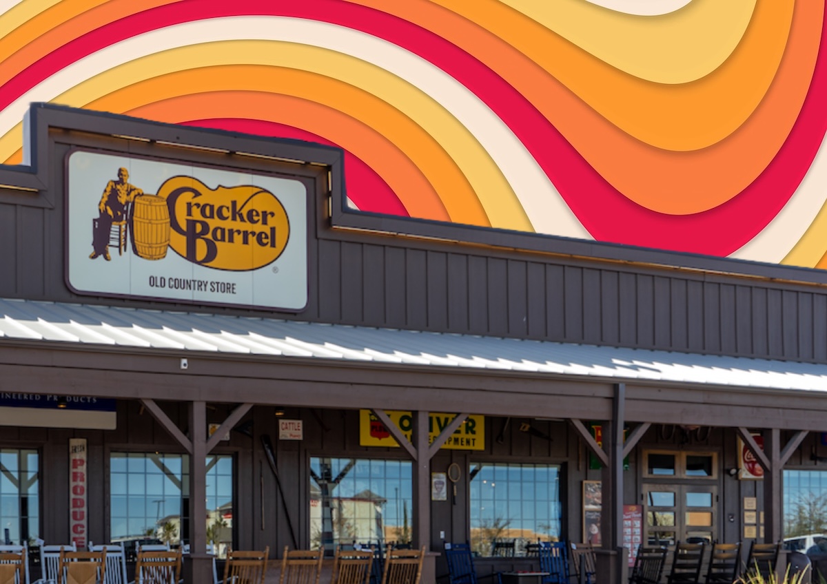 Waves, red, orange, white, Cracker Barrel