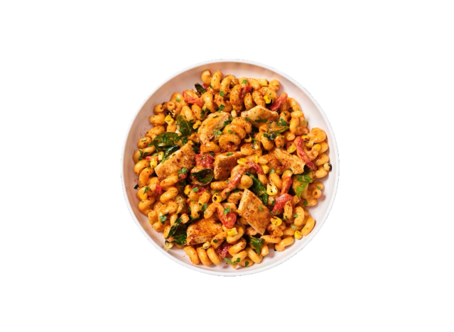 A bowl of Chipotle Chicken Cavatappi from Noodles & Company