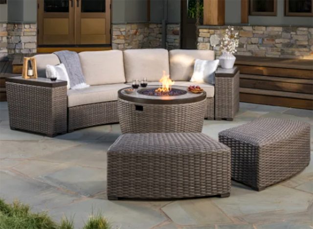 SunVilla Cypress 7-piece Fire Modular Outdoor Patio Sectional Set