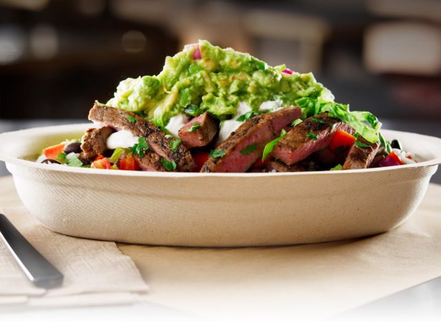 Chipotle Steak Burrito Bowl with Double Rice or Beans