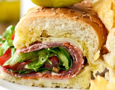 Italian Sub Sandwiches. italian sub marine sandwich lunch.