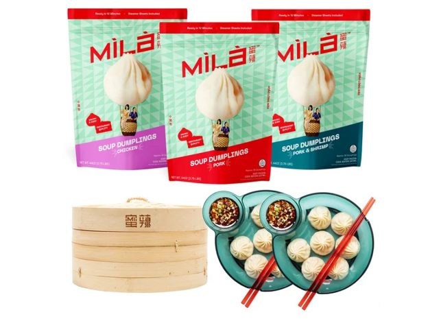 Mila Starter Pack Xiao Long Bao Soup Dumplings - 3 Bags, 1 Bamboo Steamer, 2 Dipping Bowls