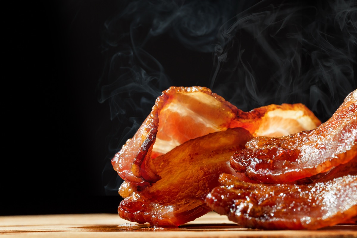 Closeup,Of,Slices,Of,Crispy,Hot,Freshly,Cooked,Bacon,With