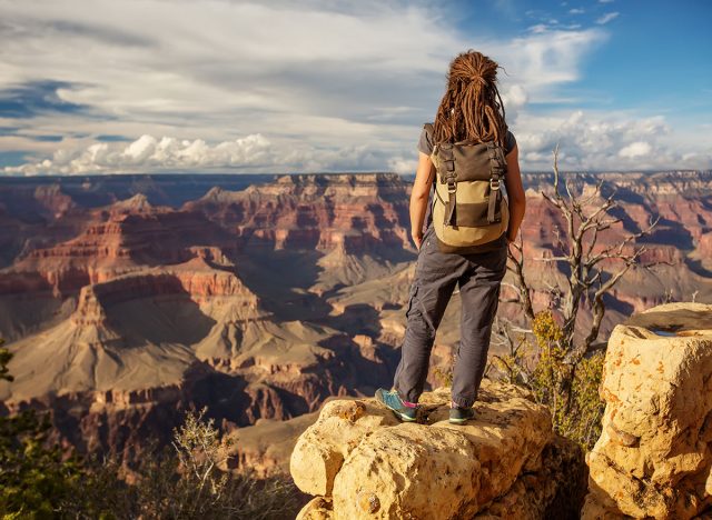 A hiker in the Grand Canyon National Park, South Rim, Arizona, USA.