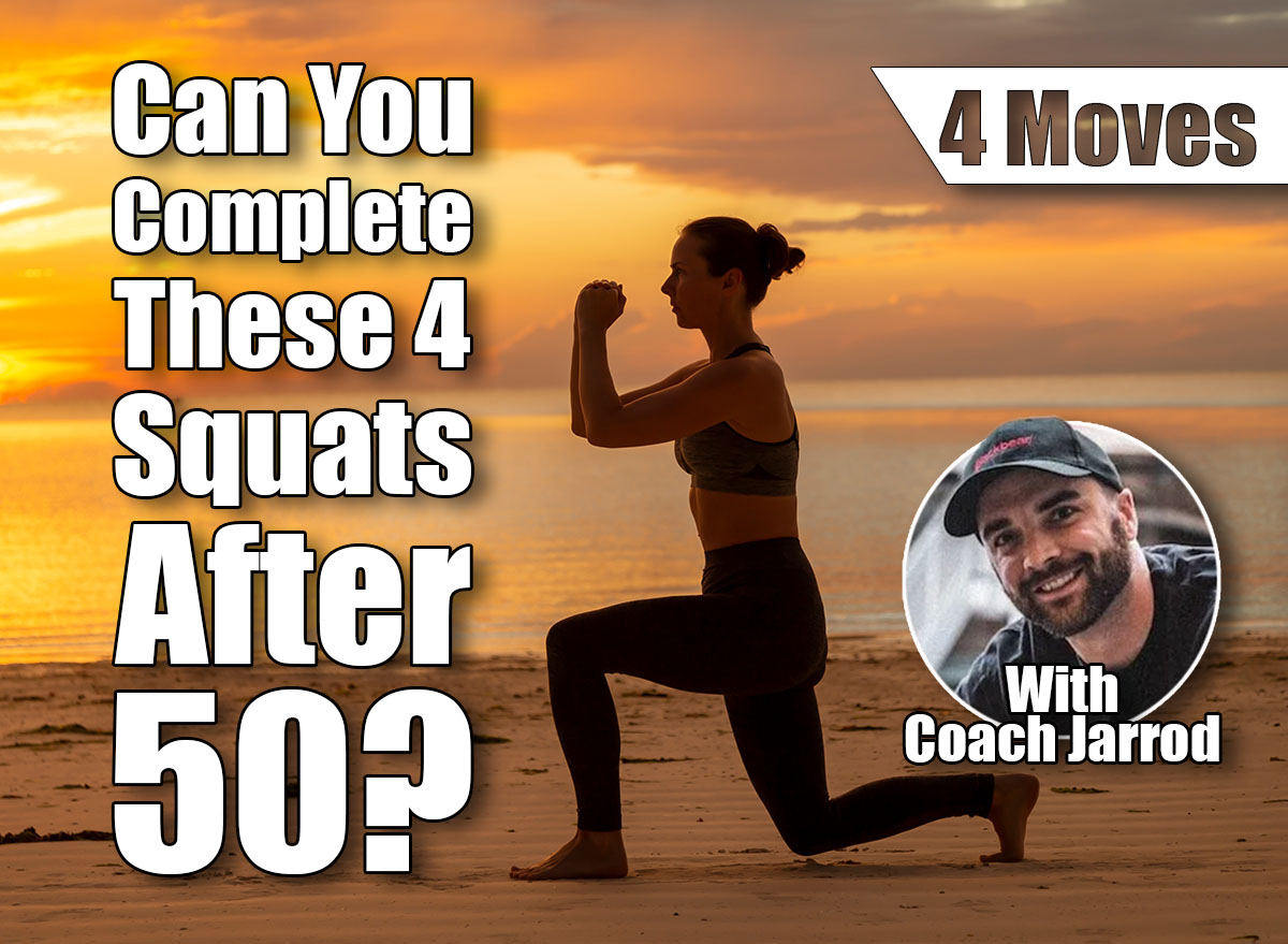Active young woman exercising on the beach early in the morning, doing split squats and enjoying beautiful sunrise over the water. If You Can Do These 4 Squats Without Stopping, You're Stronger Than Most People Over 50. Cover