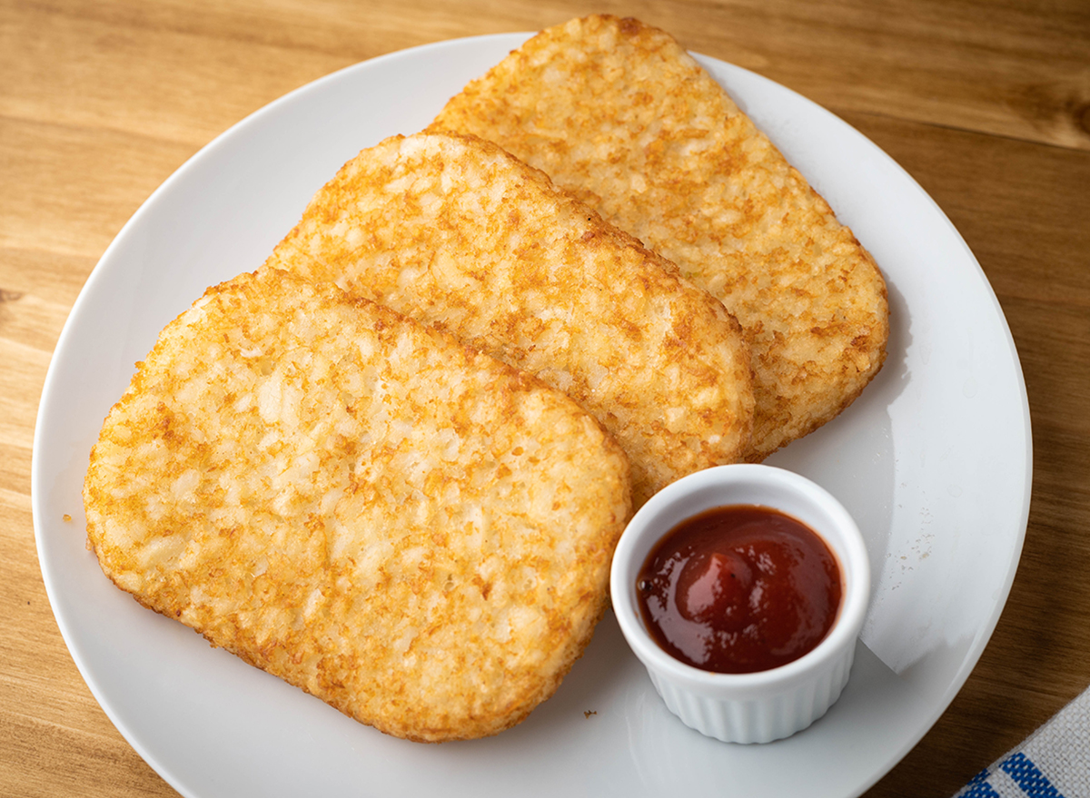 hash brown on white plate
