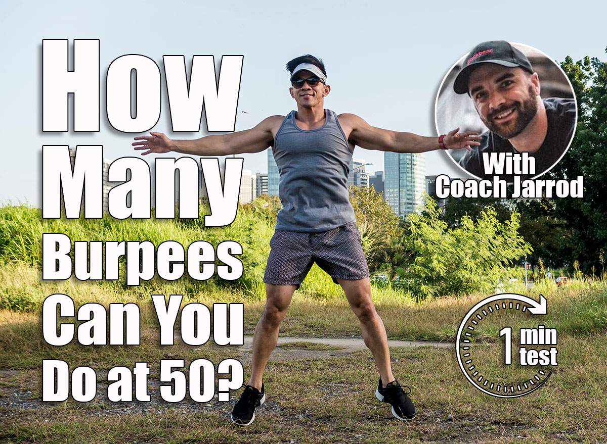 An athletic asian guy does jumping jacks at a open field near the city. Cardiovascular fitness. Working out outdoors. If You Can Do This Many Burpees at 50, You're Fitter Than 90% of People Your Age. Cover