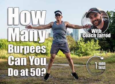 An athletic asian guy does jumping jacks at a open field near the city. Cardiovascular fitness. Working out outdoors. If You Can Do This Many Burpees at 50, You're Fitter Than 90% of People Your Age. Cover