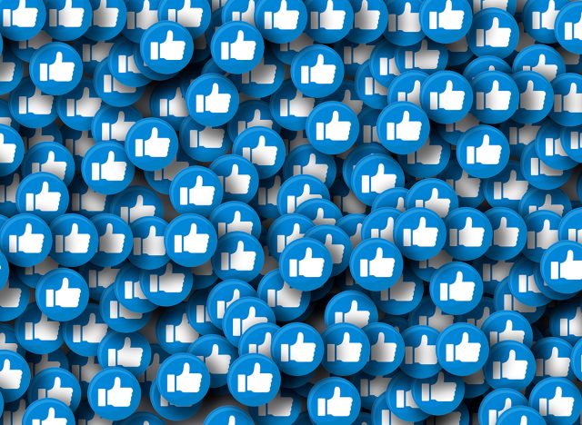 An illustration with like emoji seamless patterns, thumbs up