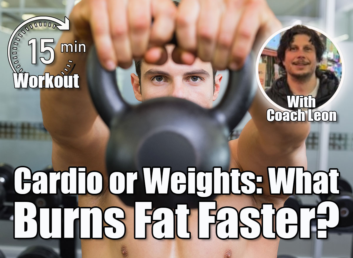 Portrait of a young muscular man lifting kettle bell in gym. Lifting Weights vs. Cardio Bursts: What's More Effective for Belly Fat? , cover