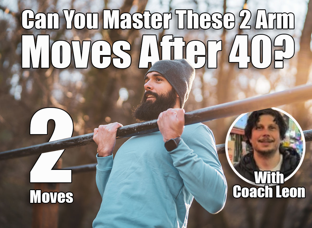 Man is exercising pull -ups in the park. These 2 Exercises Build Arm Strength Faster Than Traditional Workouts After 40. Cover