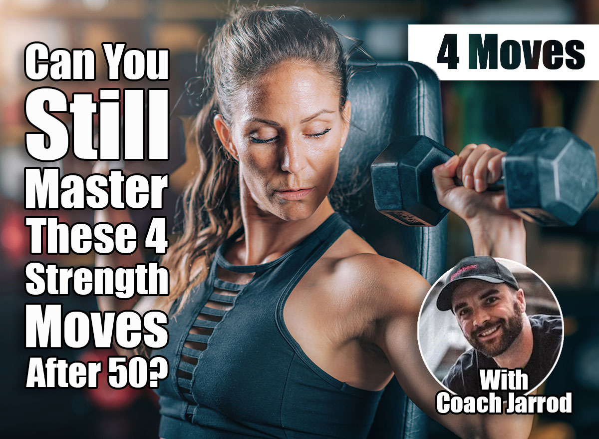 Female Athlete Exercising with Dumbbells in the Gym. Strength Training. If You Can Do These 4 Moves, You're Stronger Than Most People Over 50. Cover