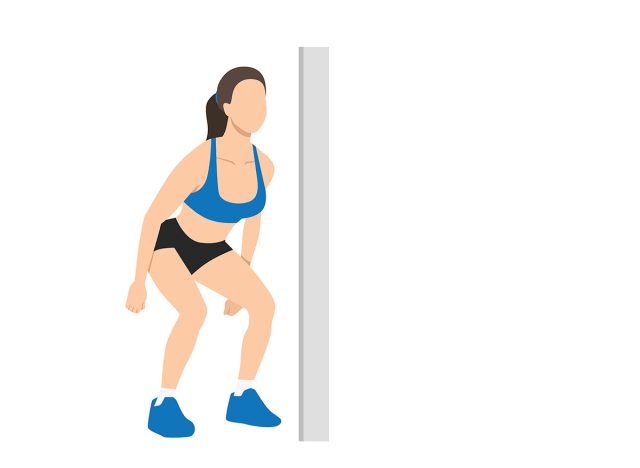 Ankle Dorsiflexion Woman doing side to side jump squat exercise. Flat vector illustration isolated on white background