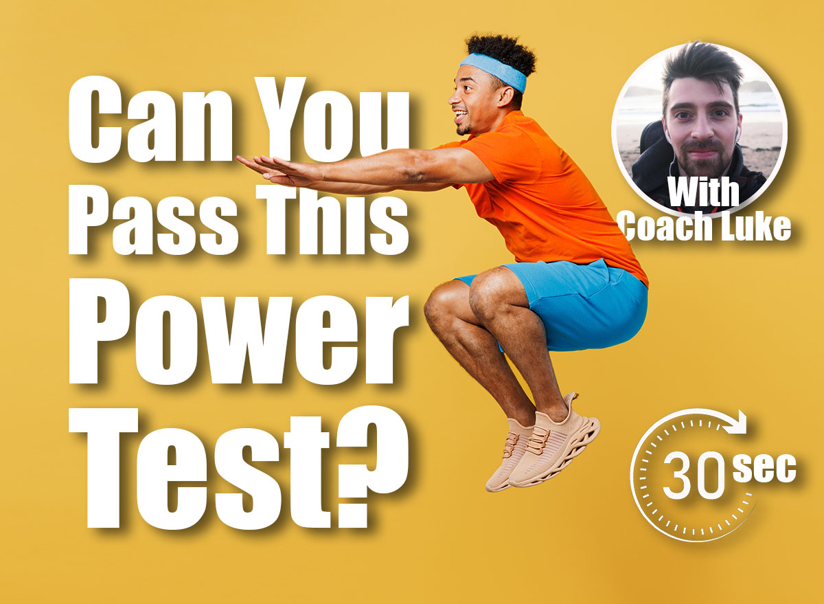 Full body side profile view young fitness trainer sporty man sportsman wear orange t-shirt jump high do squat spend time in home gym isolated on plain yellow background. Workout sport fit abs concept. Cover. Think You've Got Ironclad Muscles? See if You Can Ace This Speedy Strength Test After 40