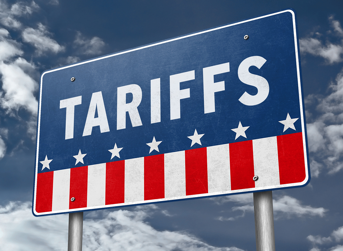 US Trade policy - road sign traffic with the slogan Tariffs