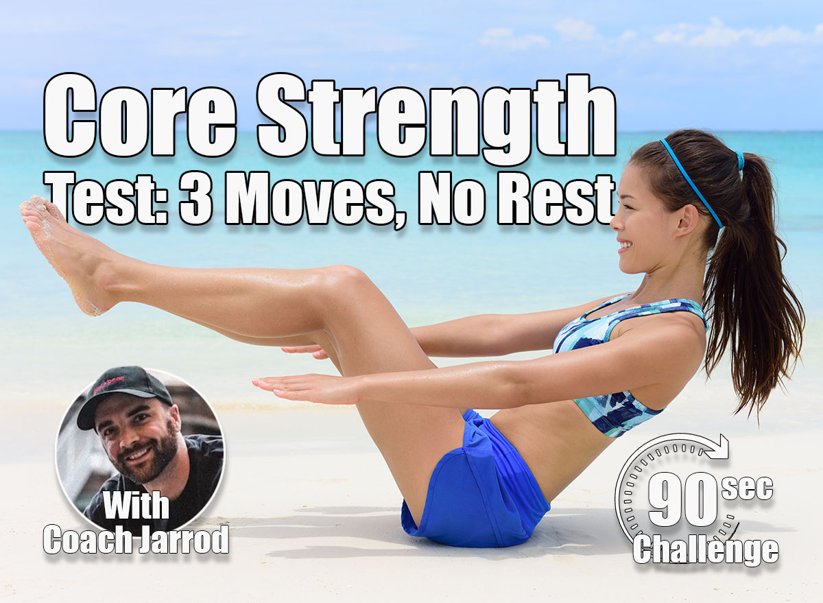 Fitness woman on white sand beach and turquoise ocean background exercising abs with sit-ups workout. Young female athlete doing ab toning exercises with v-up crunches as basic core body poses. If You Can Do These 3 Moves Without Rest, Your Core Is Rock Solid. Cover