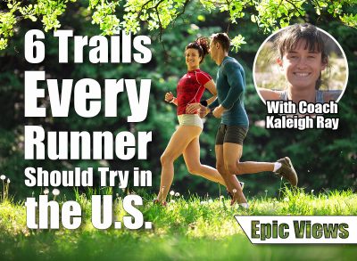 Young couple jogging at the woods.Green environment. 6 Best Running Trails Across the U.S., According to Fitness Pros. Cover