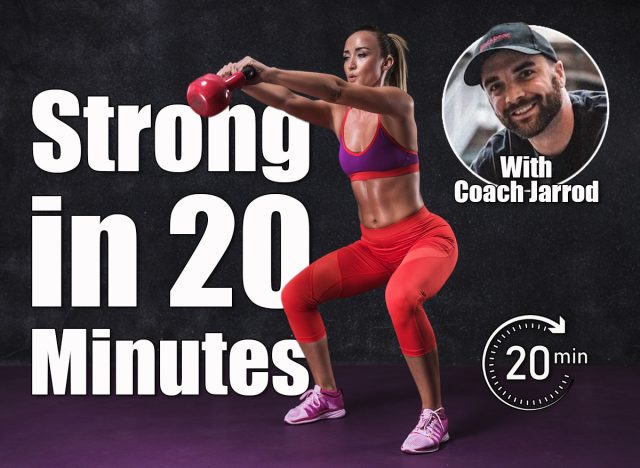 Fit girl exercise in the gym with kettle-bell. The Best Strength Workout for Busy People Over 40, According to Trainers. Cover